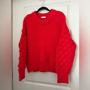 Elodie Vibrant Red Textured Knit Sweater